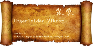 Ungerleider Viktor névjegykártya